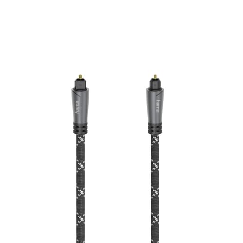 Hama Audio Optical Fibre Cable, ODT Plug (Toslink), Metal, 1.5m