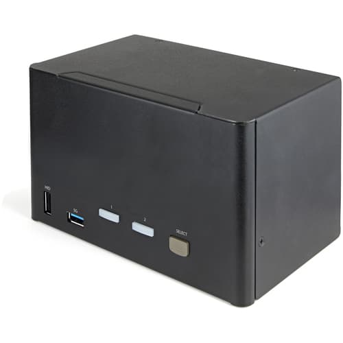 StarTech.com 2 Port Quad Monitor DisplayPort KVM Switch, 4K 60Hz UHD HDR, Desktop 4K DP 1.2 KVM with 2 Port USB 3.0 Hub (5Gbps) & 4x USB 2.0 HID Ports, Audio, Hotkey Switching, TAA - Keyboard/Video/Mouse Switch - KVM / audio switch - 2 x KVM / audio - desktop - TAA Compliant