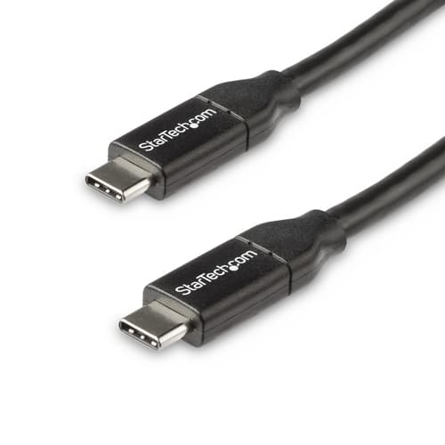 StarTech.com USB C to USB C Cable - 1.5 ft / 0.5m - 5A PD - White - USB 2.0 - USB-IF Certified - USB Type C Cable - USB C Charging Cable (USB2C5C50CM) - USB cable - 24 pin USB-C (M) to 24 pin USB-C (M) - Thunderbolt 3 / USB 2.0 - 5 A - 50 cm - black