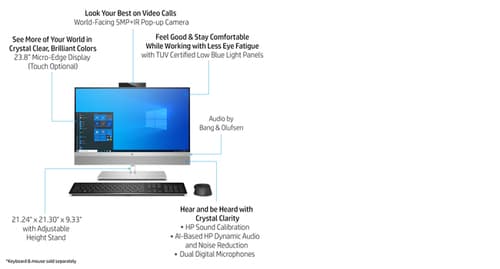 HP EliteOne 800 G8 - All-in-one Core i7 11700 / up to 4.9 GHz - vPro - RAM 32 GB - SSD 1 TB - NVMe, TLC - UHD Graphics 750 - Gigabit Ethernet - Win 10 Pro (includes Win 11 License) - monitor: LED 23.8" 1920 x 1080 (Full HD) @ 60 Hz - keyboard: UK — view 23
