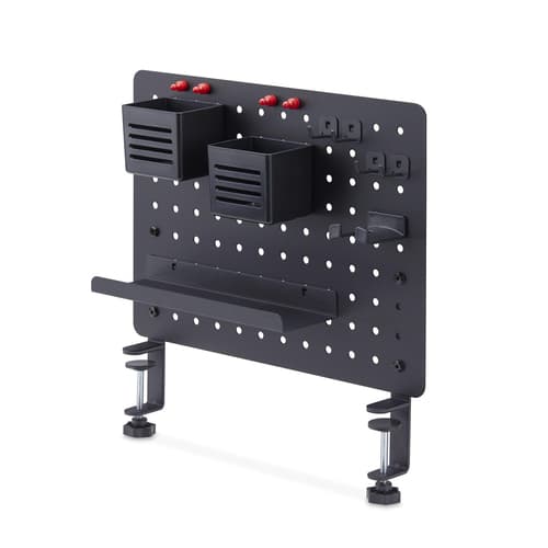 StarTech.com Clamp-On Pegboard with Accessories, 16.5 x 12.5in (42 x 32cm), Steel Pegboard, Desktop Storage Organizer, Desk Mount Peg Board, Black - Mounting component (pegboard panel) - clamp-on - steel - black - desk-mountable