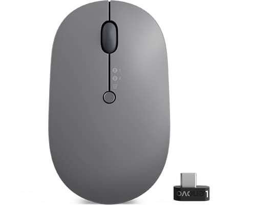 Lenovo Go Multi-device - Mouse - blue optical - 3 buttons - wireless - 2.4 GHz, Bluetooth 5.0 - USB-C wireless receiver - thunder black