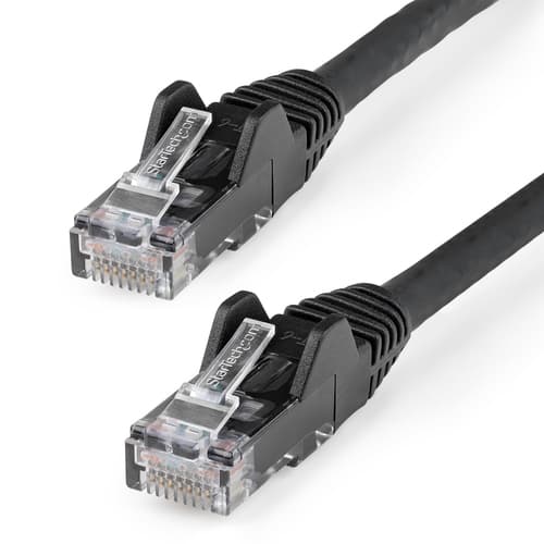 StarTech.com 15m LSZH CAT6 Ethernet Cable, 10 Gigabit Snagless RJ45 100W PoE Network Patch Cord with Strain Relief, CAT 6 10GbE UTP, Black, Individually Tested/ETL, Low Smoke Zero Halogen - Category 6 - 24AWG - Patch cable - RJ-45 (M) to RJ-45 (M) - 15 m - 6 mm - UTP - CAT 6 - snagless - black