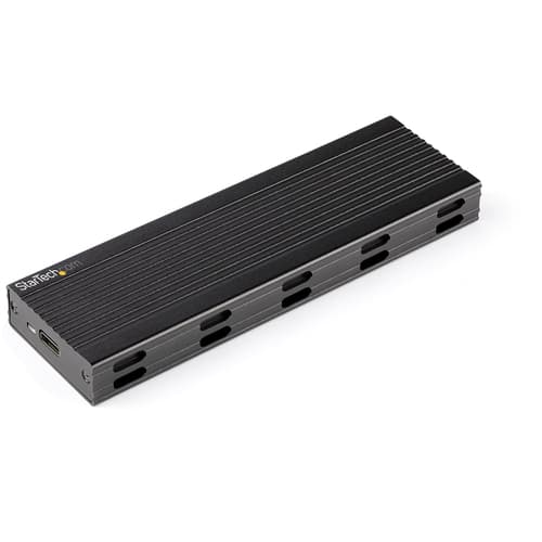 StarTech.com USB-C 10Gbps to M.2 NVMe or M.2 SATA SSD Enclosure, External M.2 PCIe/SATA NGFF SSD Enclosure, Portable Aluminum Case, USB Type-C & USB-A Host Cables, For 2230/2242/2260/2280 - Works w/ Thunderbolt 3 (SM2E1BMU31C) - Storage enclosure - M.2 - M.2 Card - USB 3.2 (Gen 2) - black - TAA Compliant