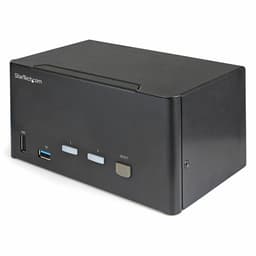 StarTech.com 2 Port Triple Monitor DisplayPort KVM Switch, 4K 60Hz UHD HDR, Desktop 4K DP 1.2 KVM with 2 Port USB 3.0 Hub (5Gbps) & 4x USB 2.0 HID Ports, Audio, Hotkey Switching, TAA - Keyboard/Video/Mouse Switch - KVM / audio switch - 2 x KVM / audio - desktop - TAA Compliant