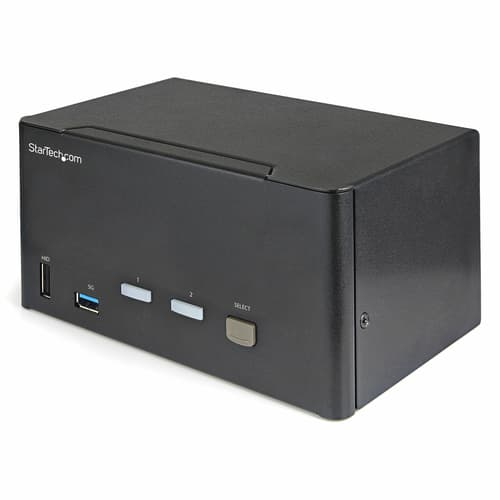 StarTech.com 2 Port Triple Monitor DisplayPort KVM Switch, 4K 60Hz UHD HDR, Desktop 4K DP 1.2 KVM with 2 Port USB 3.0 Hub (5Gbps) & 4x USB 2.0 HID Ports, Audio, Hotkey Switching, TAA - Keyboard/Video/Mouse Switch - KVM / audio switch - 2 x KVM / audio - desktop - TAA Compliant