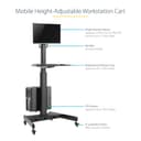 StarTech.com Mobile Workstation Cart with Monitor Mount, CPU/PC Holder, Keyboard Tray, Ergonomic Height Adjustable Desktop Computer Cart, Rolling Mobile Standing Workstation on Wheels - Portable Stand-Up Cart - Cart - for LCD display / PC equipment - steel - black thumbnail 16