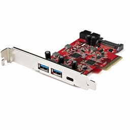 StarTech.com 5-Port USB PCIe Card, 10Gbps USB 3.1 Gen 2 PCIe Card w/ 1x USB-C & 2x USB-A, 1x 2 Port IDC (Internal 5Gbps USB Header Expansion), USB C PCIe Card, PCI Express USB Controller - Windows/macOS/Linux (PEXUSB312A1C1H) - USB adapter - PCIe 3.0 x4 - USB-C 3.1 Gen 2 x 2 + USB-C 3.2 Gen 2 x 1 - red