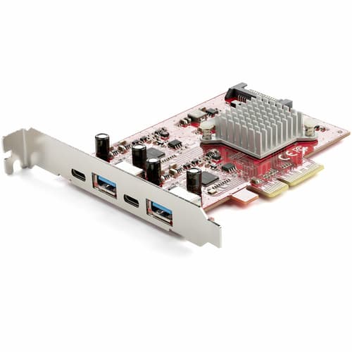 StarTech.com 4-Port USB PCIe Card, 10Gbps USB PCI Express Expansion Card w/ 2 Controllers, 2x USB-C & 2x USB-A ports (USB 3.2/3.1 Gen 2), USB/USB-C PCI-e Card, Full Profile Brackets - USB PCIe Add-On Card (PEXUSB312A2C2V) - USB adapter - PCIe 3.0 x4 - USB-C 3.2 Gen 2 x 2 + USB-C 3.2 Gen 2 x 2 - red