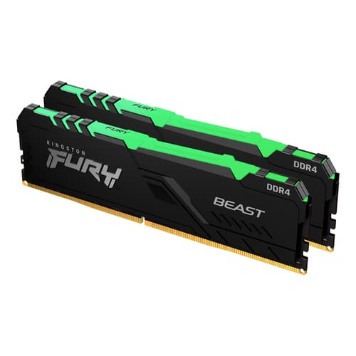 Kingston FURY Beast RGB - DDR4 - kit - 32 GB: 2 x 16 GB - DIMM 288-pin - 1800 MHz / PC4-28800 - CL18 - 1.35 V - unbuffered - non-ECC - black
