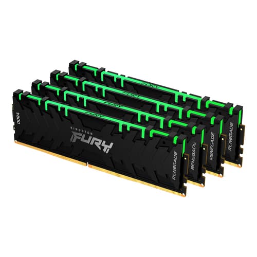 Kingston FURY Renegade RGB - DDR4 - kit - 32 GB: 4 x 8 GB - DIMM 288-pin - 3200 MT/s / PC4-25600 - CL16 - 1.35 V - unbuffered - non-ECC - black