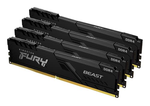 Kingston FURY Beast - DDR4 - kit - 128 GB: 4 x 32 GB - DIMM 288-pin - 2666 MT/s / PC4-21300 - CL16 - 1.2 V - unbuffered - non-ECC - black
