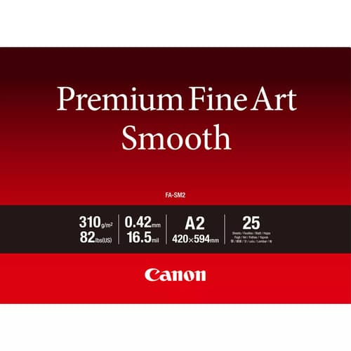 Canon Premium Fine Art FA-SM2 - Smooth - 16.5 mil - A2 (420 x 594 mm) - 310 g/m� - 82 lbs - 25 sheet(s) photo paper - for imagePROGRAF PRO-1000
