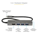 StarTech.com USB C Multiport Adapter, USB-C to HDMI 2.0b 4K 60Hz (HDR10), 100W Power Delivery Pass-Through, 4-Port 5Gbps USB 3.0 Hub, USB Type-C Mini Dock, with 12" (30cm) Attached Cable