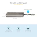 StarTech.com USB C Multiport Adapter, USB-C to HDMI 2.0b 4K 60Hz (HDR10), 100W Power Delivery Pass-Through, 4-Port 5Gbps USB 3.0 Hub, USB Type-C Mini Dock, with 12" (30cm) Attached Cable