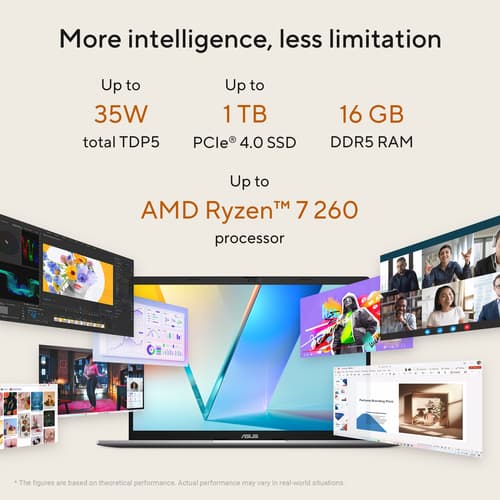 ASUS VivoBook S14 M3407HA-LY014W - AMD Ryzen 5 - 220 / up to 4.9 GHz - Win 11 Home - Radeon 740M - 16 GB RAM - 512 GB SSD NVMe - 14" 1920 x 1200 - Wi-Fi 6, Bluetooth - cool silver — view 12
