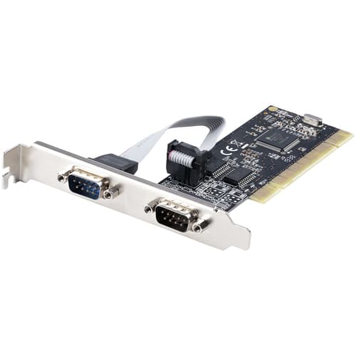 StarTech.com 2-Port PCI RS232 Serial Adapter Card, PCI Serial Port Expansion Controller Card, PCI to Dual Serial DB9 Card, Standard (Installed) & Low Profile Brackets, Windows/Linux - Dual Port PCI Serial Card (PCI2S5502) - Serial adapter - PCI low profile - RS-232 x 2 - black