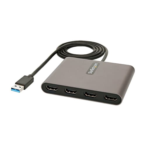 StarTech.com USB 3.0 to 4 HDMI Adapter, External Video & Graphics Card, USB Type-A to Quad HDMI Monitor Display Adapter Dongle, 1080p 60Hz, USB 3.0 to HDMI Adapter/Video Converter, Windows - Multi Monitor Adapter - Adapter cable - USB Type A male to HDMI female - 1 m - space grey - 1080p support 60Hz