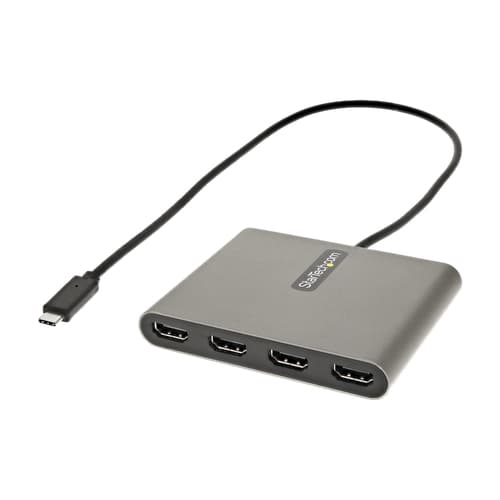 StarTech.com USB C to 4 HDMI Adapter, External Video & Graphics Card, USB Type-C to Quad HDMI Monitor Display Adapter Dongle, 1080p 60Hz, Video Converter, Supports Windows - USB-C Multi Monitor Adapter - Adapter cable - 24 pin USB-C male to HDMI female - 50 cm - space grey - 1080p support 60Hz