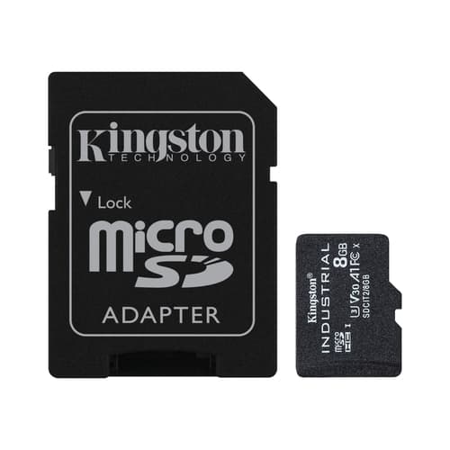 Kingston Industrial - Flash memory card (microSDHC to SD adapter included) - 8 GB - A1 / Video Class V30 / UHS-I U3 / Class10 - microSDHC UHS-I