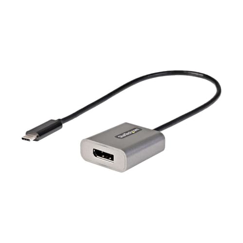 StarTech.com USB C to DisplayPort Adapter, 8K/4K 60Hz USB-C to DisplayPort 1.4 Adapter Dongle, USB Type-C to DP Monitor Video Converter, Thunderbolt 3 Compatible, w/12" Long Attached Cable - HBR3, DSC, DP Alt Mode (CDP2DPEC) - Adapter - 24 pin USB-C (M) to DisplayPort (F) - Thunderbolt 3 / DisplayPort 1.4 - 30 cm - 8K60Hz support, 4K60Hz support - grey