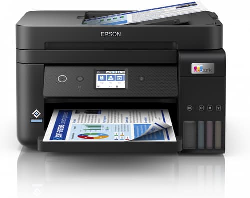 Epson EcoTank ET-4850 ET 4850 ET4850 - Multifunction printer - colour - ink-jet - refillable - A4 (media) - up to 15.5 ppm (printing) - 250 sheets - 33.6 Kbps - USB, LAN, Wi-Fi - black