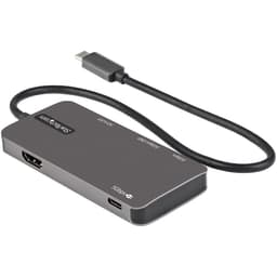 StarTech.com USB C Multiport Adapter, USB-C to 4K 30Hz HDMI, 100W Power Delivery Pass-through, SD/MicroSD Slot, 3-Port USB 3.0 Hub, USB Type-C Mini Dock, 12" (30cm) Long Attached Cable