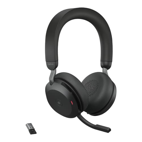 Jabra Evolve2 75 - Headset - on-ear - Bluetooth - wireless - active noise cancelling - USB-A - noise isolating - black - Certified for Microsoft Teams — view 4