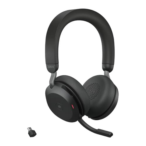 Jabra Evolve2 75 - Headset - on-ear - Bluetooth - wireless - active noise cancelling - USB-C - noise isolating - black - with charging stand - Certified for Microsoft Teams — view 4