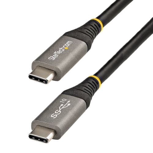 StarTech.com 3ft (1m) USB C Cable 10Gbps, USB-IF Certified USB-C Cable, USB 3.1/3.2 Gen 2 Type-C Cable, 100W (5A) Power Delivery Charging, DP Alt Mode, USB C to C Cord, Charge & Sync - Thunderbolt 3 Compatible (USB31CCV1M) - USB cable - 24 pin USB-C (M) to 24 pin USB-C (M) - USB 3.2 Gen 2 / DisplayPort 1.4 /Thunderbolt 3 - 1 m - 4K support - black, grey