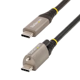 StarTech.com 20in 50cm Top Screw Locking USB C Cable 10Gbps, USB 3.1/3.2 Gen 2 Type-C Cable, 100W (5A) Power Delivery Charging, DP Alt Mode, Single Screw Lock, USB-C to C Cord - Thunderbolt 3 Compatible (USB31CCTLKV50CM) - USB cable - 24 pin USB-C (M) straight/locking to 24 pin USB-C (M) straight - USB 3.2 Gen 2 / DisplayPort 1.4 /Thunderbolt 3 - 50 cm - 8K support - black, grey