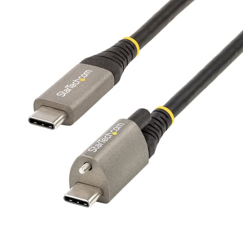 StarTech.com 3ft 1m Top Screw Locking USB C Cable 10Gbps, USB 3.1/3.2 Gen 2 Type-C Cable, 100W (5A) Power Delivery Charging, DP Alt Mode, Single Screw Lock, USB-C to C Cord, Charge/Sync - Thunderbolt 3 Compatible (USB31CCTLKV1M) - USB cable - 24 pin USB-C (M) straight/locking to 24 pin USB-C (M) straight - USB 3.2 Gen 2 / DisplayPort 1.4 /Thunderbolt 3 - 1 m - 8K support - black, grey