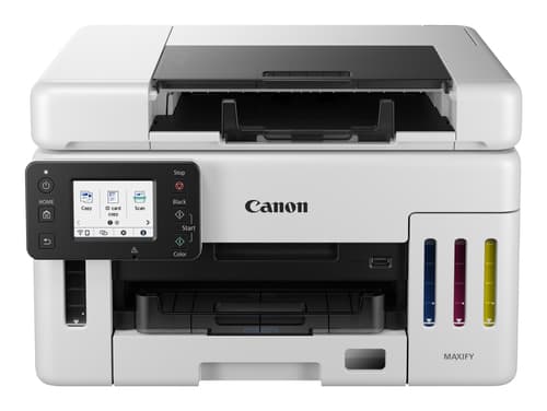 Canon MAXIFY GX6550 Ink Tank Multifunction Printer. 24ipm Mono, 15.5ipm Colour. 250 Sheet Tray. 100 Sheet Rear Tray. MacOS, Chrome, Windows. Ethernet and WIFI