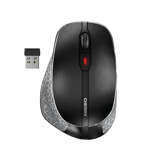 CHERRY MW 8C ERGO - Mouse - ergonomic - optical - 6 buttons - wireless - 2.4 GHz, Bluetooth 4.0 - USB wireless receiver - black