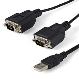 StarTech.com USB to Serial Adapter - 2 Port - COM Port Retention - FTDI - USB to RS232 Adapter Cable - USB to Serial Converter (ICUSB2322F) - Serial adapter - USB - RS-232 x 2 - black