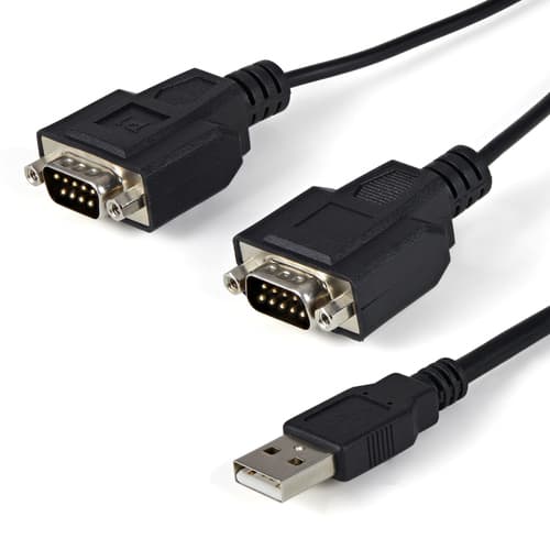 StarTech.com USB to Serial Adapter - 2 Port - COM Port Retention - FTDI - USB to RS232 Adapter Cable - USB to Serial Converter (ICUSB2322F) - Serial adapter - USB - RS-232 x 2 - black