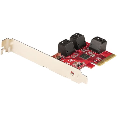 StarTech.com SATA PCIe Card, 6 Port PCIe SATA Expansion card, 6Gbps SATA Card, Low/Full Profile, Stacked SATA Connectors, ASM1166 Non-Raid SATA Controller Card - PCI Express to SATA Converter - Storage controller - SATA 6Gb/s - low profile - PCIe 3.0 x4 - red — view 1