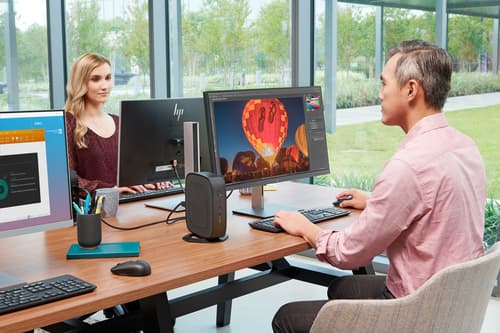 HP t740 - Thin client - SFF - 1 x Ryzen Embedded V1756B / up to 3.6 GHz - RAM 8 GB - flash 128 GB - Radeon Vega 8 - Gigabit Ethernet - Win 10 IoT Enterprise 2019 LTSC - monitor: none - keyboard: UK — view 10