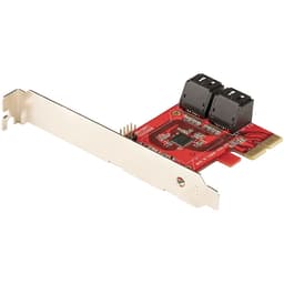 StarTech.com SATA PCIe Card, 4 Port PCIe SATA Expansion card, 6Gbps SATA Card, Low/Full Profile, SATA Stacked Connectors, ASM1164 Non-Raid SATA Controller Card - PCI Express to SATA Converter - Storage controller - SATA 6Gb/s - low profile - PCIe 3.0 x2 - red