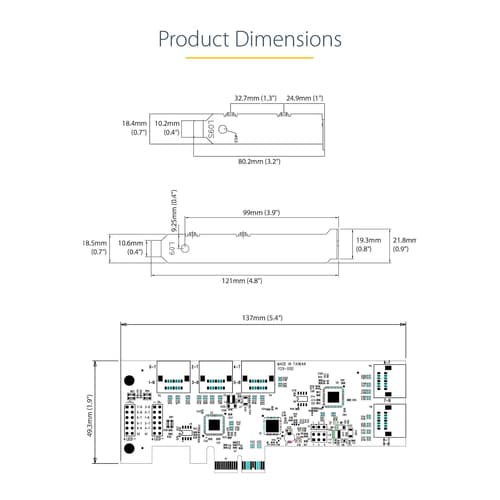 StarTech.com SATA PCIe Card, 10 Port PCIe SATA Expansion card, 6Gbps SATA Card, Low/Full Profile, Stacked SATA Connectors, ASM1062 Non-Raid SATA Controller Card / Adapter - PCI Express to SATA Converter - Storage controller - SATA 6Gb/s - low profile - PCIe 2.0 x2 — view 16