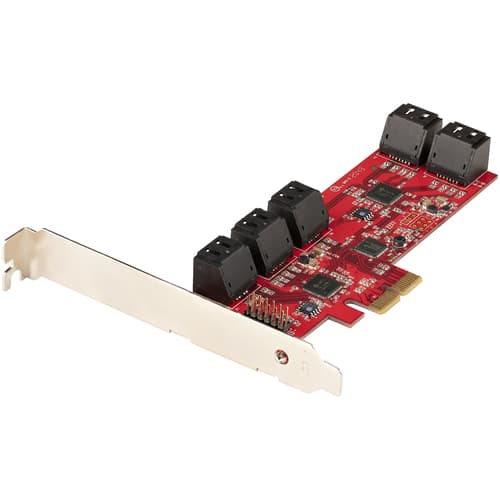 StarTech.com SATA PCIe Card, 10 Port PCIe SATA Expansion card, 6Gbps SATA Card, Low/Full Profile, Stacked SATA Connectors, ASM1062 Non-Raid SATA Controller Card / Adapter - PCI Express to SATA Converter - Storage controller - SATA 6Gb/s - low profile - PCIe 2.0 x2