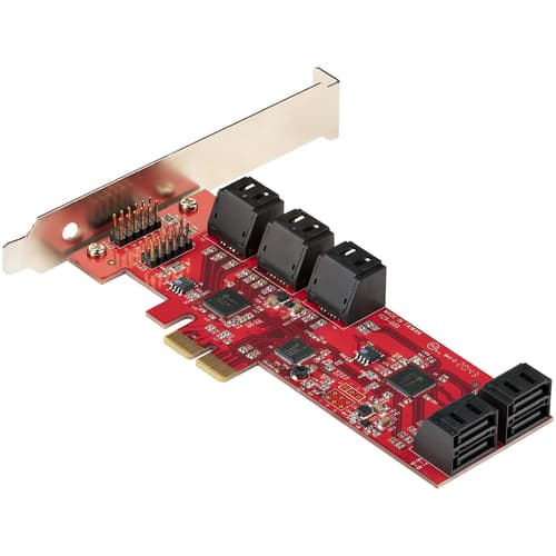 StarTech.com SATA PCIe Card, 10 Port PCIe SATA Expansion card, 6Gbps SATA Card, Low/Full Profile, Stacked SATA Connectors, ASM1062 Non-Raid SATA Controller Card / Adapter - PCI Express to SATA Converter - Storage controller - SATA 6Gb/s - low profile - PCIe 2.0 x2 — view 3