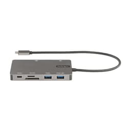 StarTech.com USB C Multiport Adapter, HDMI 4K 30Hz or VGA Travel Dock, 5Gbps USB 3.0 Hub (USB A / USB C Ports), 100W Power Delivery, SD/MicroSD Slot, GbE, 12" (30cm) Long Attached Cable - USB C Mini Dock - Docking station - USB-C 3.2 Gen 1 - HDMI, VGA - 1GbE