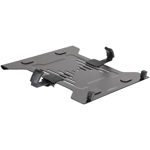 StarTech.com VESA Laptop Tray, Adjustable Monitor Arm Laptop Tray Secures Notebooks up to 4.5kg (9.9lb), 75x75 & 100x100 VESA Holes, Ventilated, Compatible w/ Monitor Desk Mounts & Stands - Vertical Laptop Holder (LAPTOP-ARM-TRAY) - Mounting component (notebook tray, 2 x notebook arms, 2 x notebook arm clips) - for notebook - steel, plastic - black