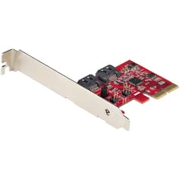 StarTech.com SATA PCIe Card, 2 Port PCIe SATA Expansion card, 6Gbps SATA Card, Full/Low Profile, PCI Express to SATA Adapter, ASM1062R SATA RAID Controller Card - PCIe to SATA Converter - Storage controller - SATA 6Gb/s - low profile - RAID 0, 1, JBOD - PCIe 2.0 x2 - red