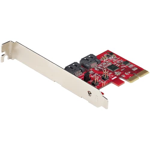 StarTech.com SATA PCIe Card, 2 Port PCIe SATA Expansion card, 6Gbps SATA Card, Full/Low Profile, PCI Express to SATA Adapter, ASM1062R SATA RAID Controller Card - PCIe to SATA Converter - Storage controller - SATA 6Gb/s - low profile - RAID 0, 1, JBOD - PCIe 2.0 x2 - red