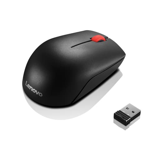 Lenovo Essential Compact - Mouse - right and left-handed - 3 buttons - wireless - 2.4 GHz - USB wireless receiver - black - OEM