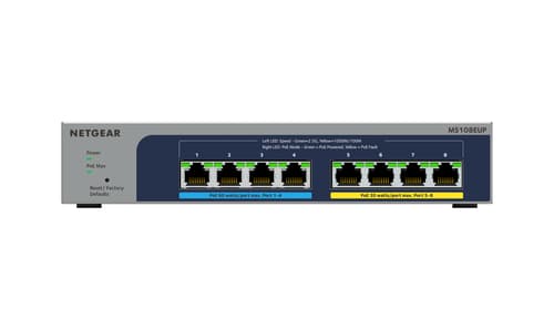 NETGEAR Plus MS108EUP - Switch - Managed - 4 x 100/1000/2.5G (PoE++) + 4 x 100/1000/2.5G (PoE+) - desktop, wall-mountable - PoE++ (230 W)
