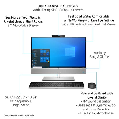 HP EliteOne 800 G8 - All-in-one Core i7 11700 / up to 4.9 GHz - vPro - RAM 32 GB - SSD 1 TB - NVMe, TLC - UHD Graphics 750 - Gigabit Ethernet - Win 10 Pro (includes Win 11 License) - monitor: LED 23.8" 1920 x 1080 (Full HD) @ 60 Hz - keyboard: UK — view 21