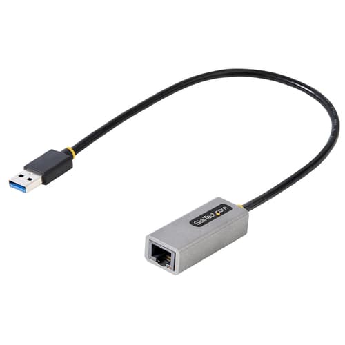 StarTech.com USB to Ethernet Adapter, USB 3.0 to 10/100/1000 Gigabit Ethernet LAN Converter for Laptops, 1ft (30cm) Attached Cable, USB to RJ45 Adapter, USB NIC Adapter, Ethernet Dongle - USB Network Adapter - Network adapter - USB 3.2 Gen 1 - Gigabit Ethernet x 1 - space grey